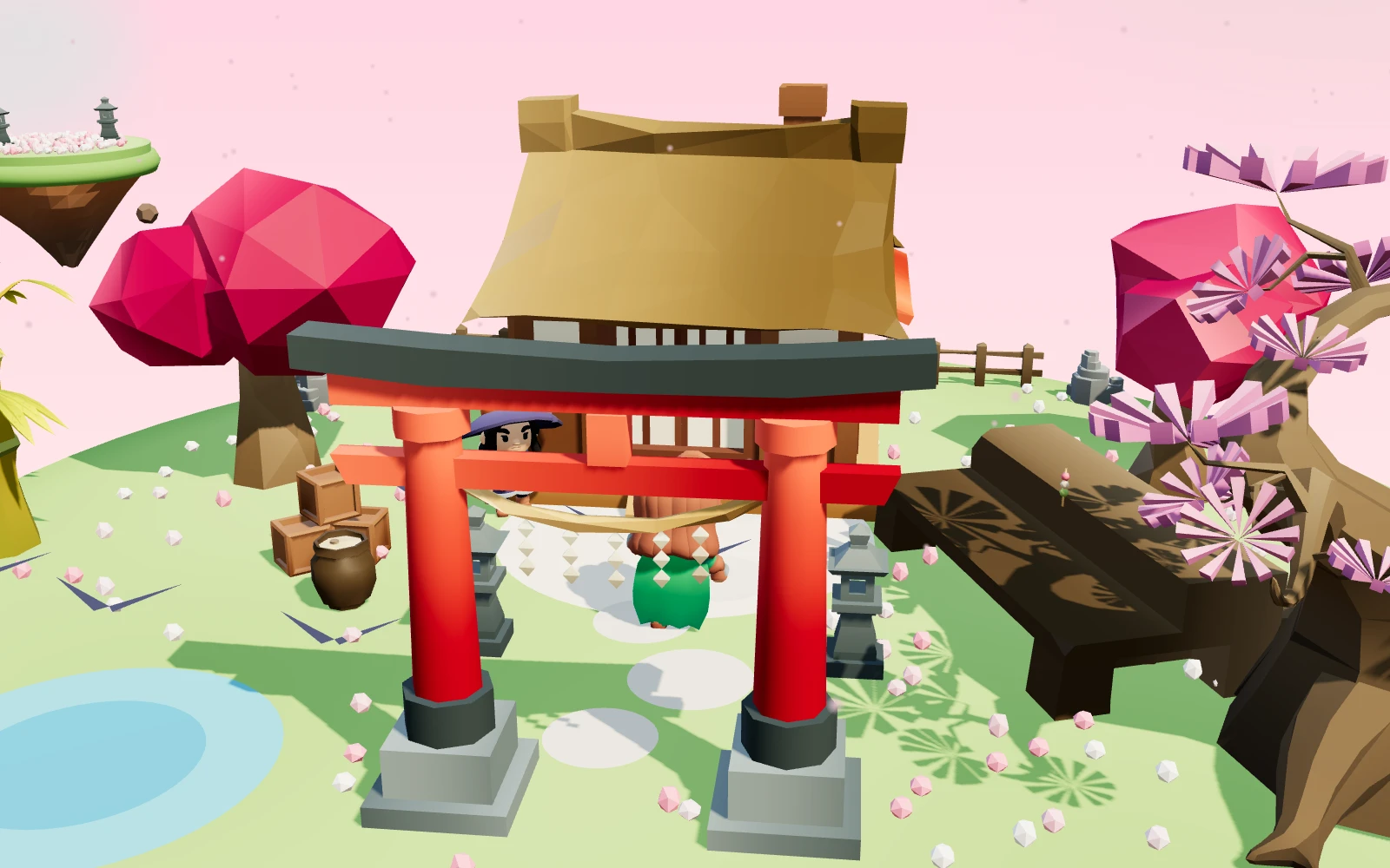 Làng Nhật cổ — Cổng Torii đỏ giữa mùa hoa mận nở